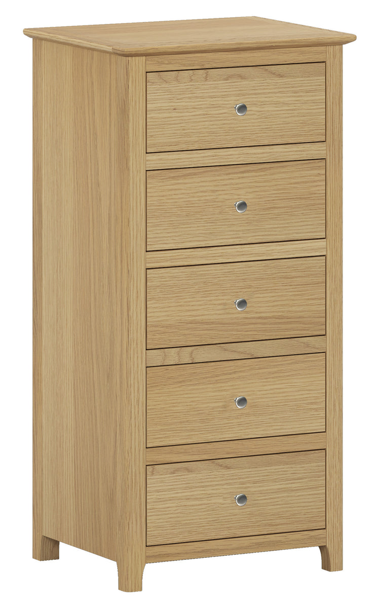 Appleton Oak 5 Drawer Tall Chest