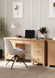 Dover Oak Double Pedestal Desk