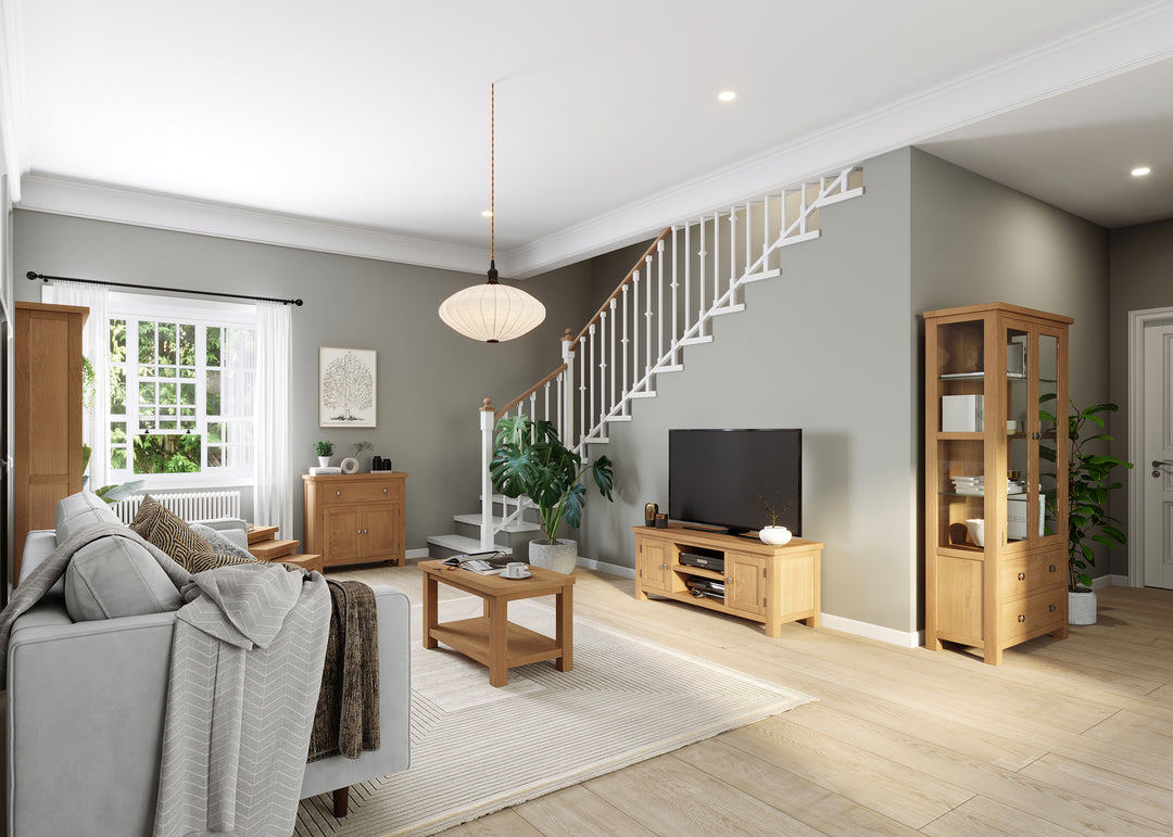 Dover Oak Large Corner TV Unit A World of Furniture