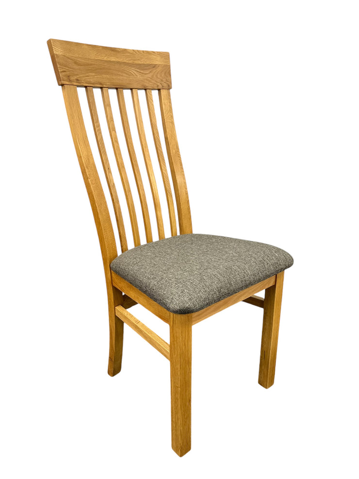 Multi Slat Oak Dining Chair - Grey Linen