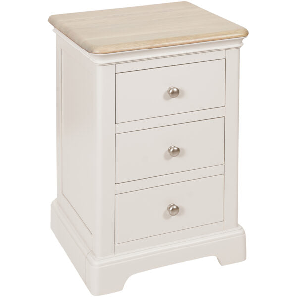 Lydford Grey Mist Painted Large 3 Drawer Bedside Cabinet