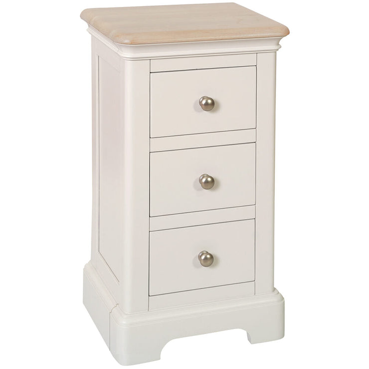 Lydford Grey Mist Painted Narrow 3 Drawer Bedside Cabinet