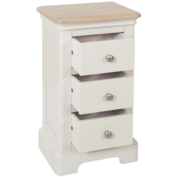 Lydford Grey Mist Painted Narrow 3 Drawer Bedside Cabinet