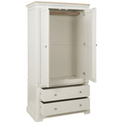 Lydford Grey Mist Painted 2 Drawer Gents Double Wardrobe