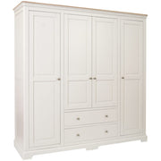 Lydford Grey Mist Painted Large Quad 4 Door Wardrobe with Drawers