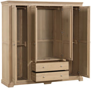 Lydford Oak Large Quad 4 Door Wardrobe with Drawers