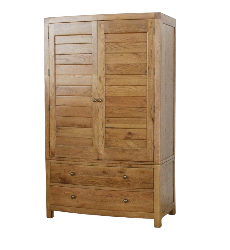 Vienna Oak Bow Fronted Wide Wardrobe with Drawers