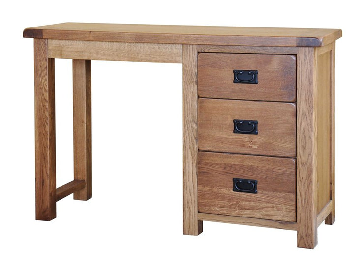 Deluxe Rustic Oak Single Pedestal Dressing Table